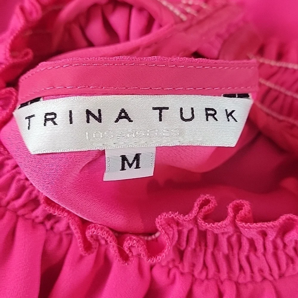 Trina Turk Sunrise Vista Mock Neck Balloon Sleeves Blouse